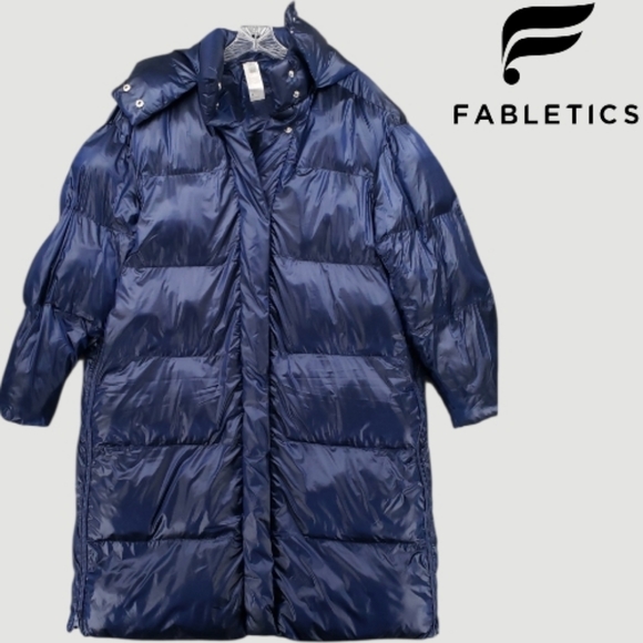 Fabletics Jackets & Blazers - Fabletics Adeline Shine Oversize Long Puffer Deep Cobalt Blue NWT XS